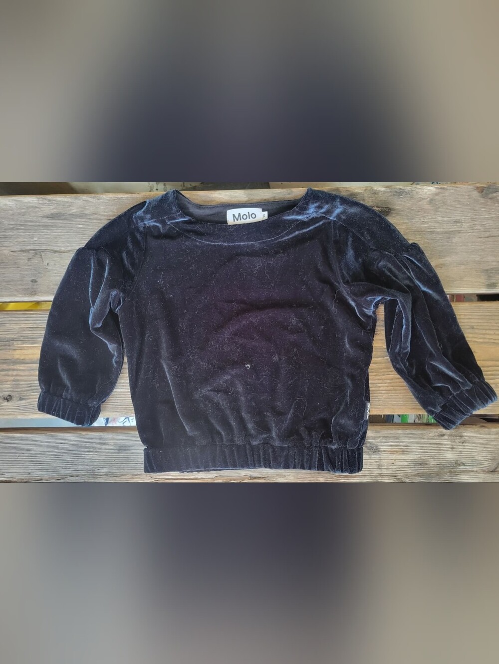 MOLO SZ 93 / 3Y VGUC MIDNIGHT DEEP BLUE VELOUR l/s loose fit pullover top Shirt